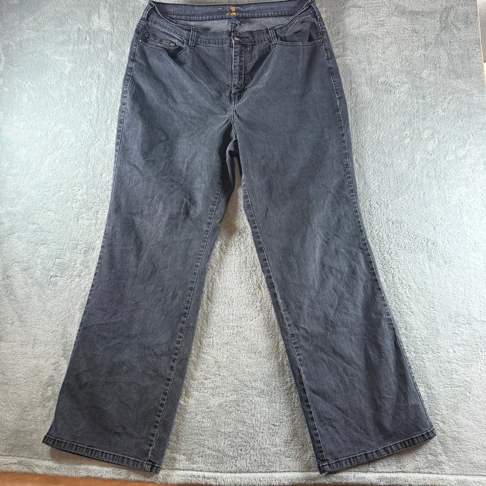 Justice Womens Faded Black Bootcut Stretch Denim Jeans Size 18 Plus‎ Embroidered